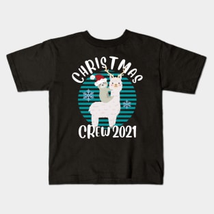 Cute Matching Christmas Crew Sloth and Alpaca Christmas 2021 Kids T-Shirt